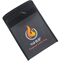 HMF 44145 Bolsa ignífuga para documentos con cremallera | DIN A5 | 23 x 18 x 1 cm | Negro